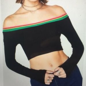 Dolls Kill // Black Rainbow Crop Top